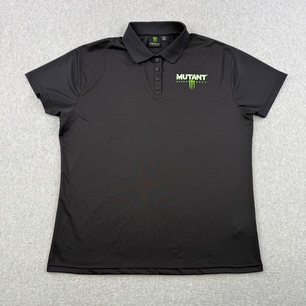 Monster Energy Shirt Mens XXL Black Polo Mutant Super Soda Short Sleeve Logo